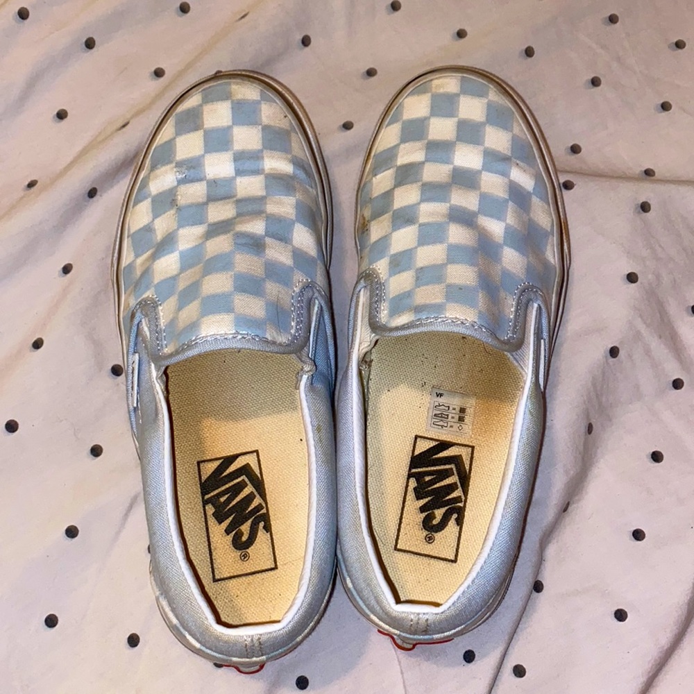 Vans- Checkered sky blue and white low top